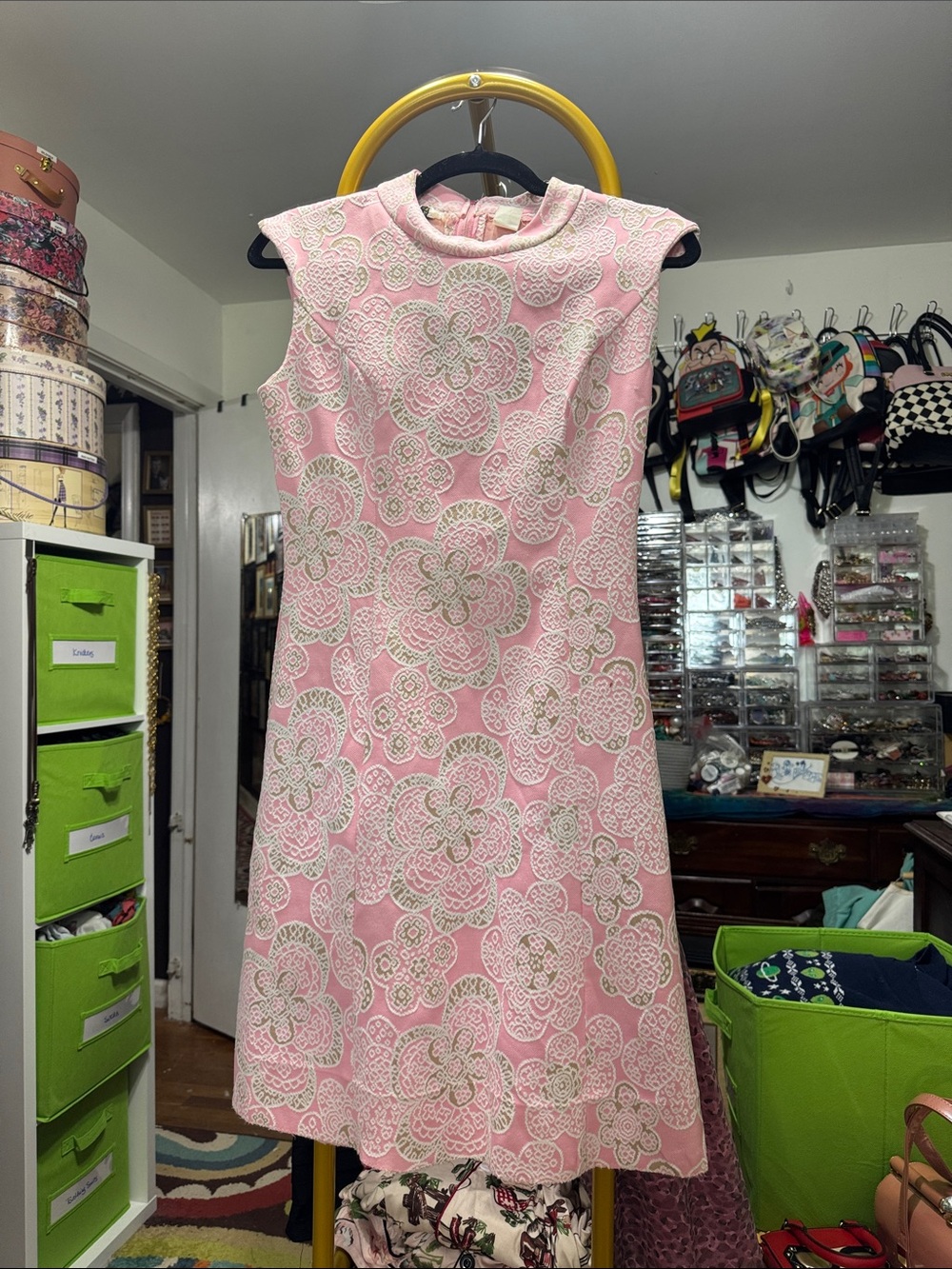 Vintage Pink Floral Lace A-Line Dress-make me an offer!